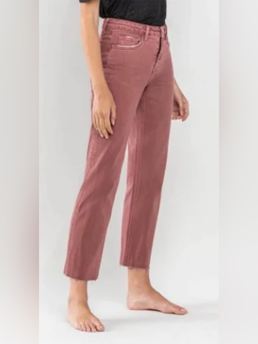 Lovervet Women's High-Rise Straight Crop Jeans in Dusty Rose size 29/9
